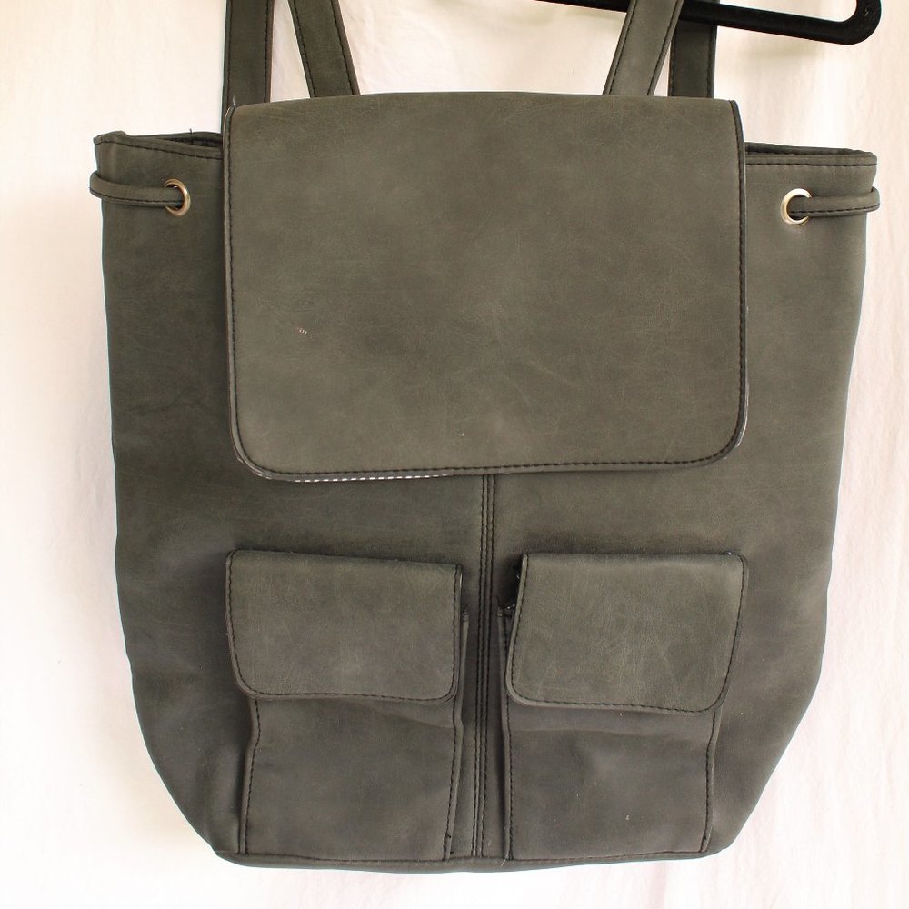 Grey Leather Convertible Bag